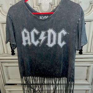 AC/DC ACDC shirt t shirt Large NWOT fringe shirt